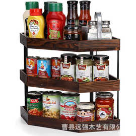 木制多层调料收纳架厨房桌面香料整理架可拆卸木制洗漱用品放置架