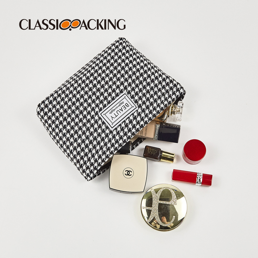 Bolso cosmético a cuadros de lona en blanco y negro, bolso de embrague portátil, bolso de almacenamiento multifuncional de estilo ins de todo fósforo, bolso de almacenamiento
