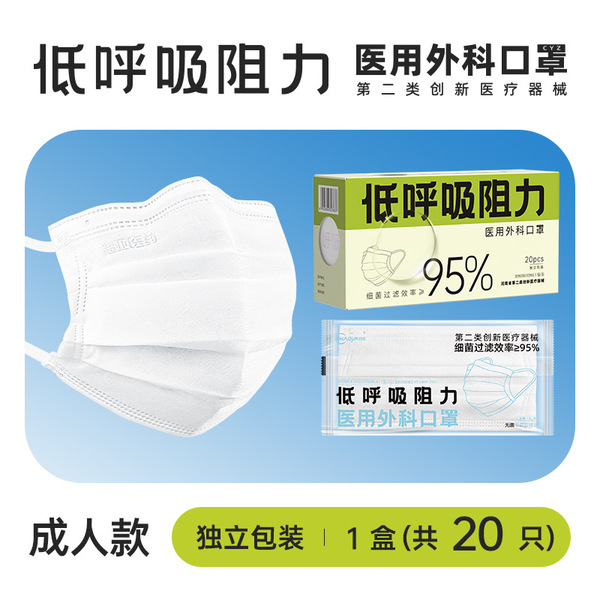 Respiratory disposable white breathable medical mask for adults