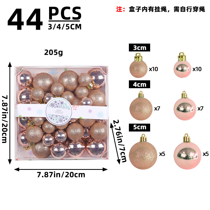 3/4/5cm juego de bolas de Navidad al por mayor caja cuadrada transfronteriza bola de color centro comercial árbol de Navidad decoración de bolas colgante