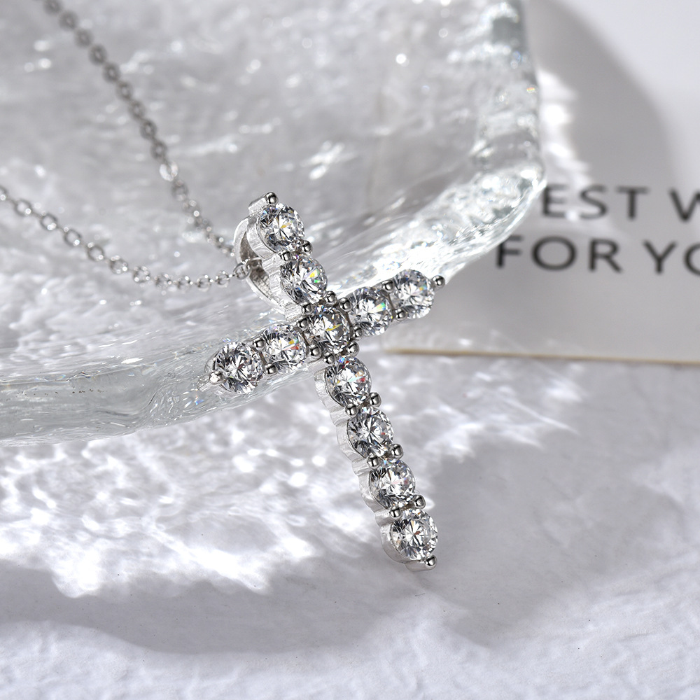 Collier en argent pur S925 pour femme, orné de diamants incrustés, élégant et sobre, chaîne clavicule croisée._voghion.com