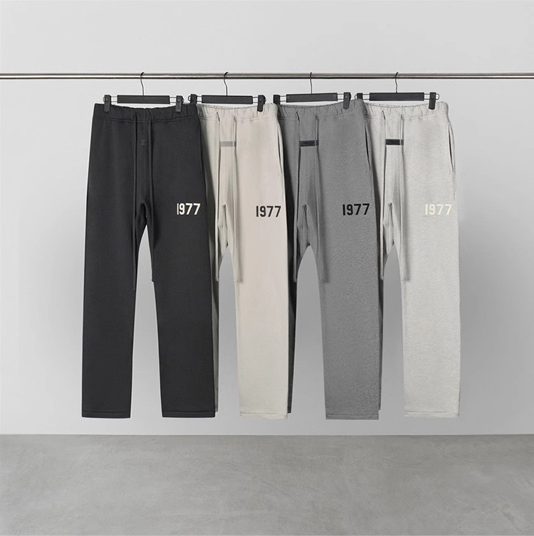 ESSENTIALS ZONE 1977 Flocking FOG Printed Trendy High Street Loose Casual Sports Pants Fleece-Lined Pants