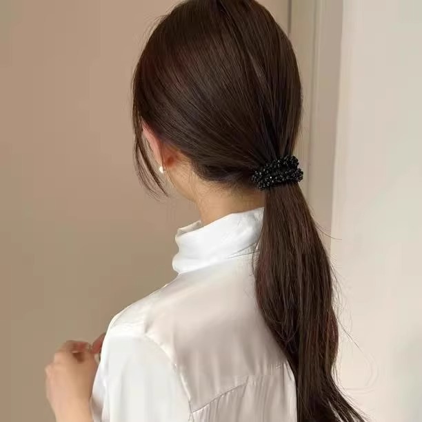 Sensación de alto nivel Versión coreana de diamante flash anillo para el cabello cuerda para la cabeza mujer 2024 nuevo estilo cola de caballo alta corbata fija banda de goma para el cabello accesorios para el cabello