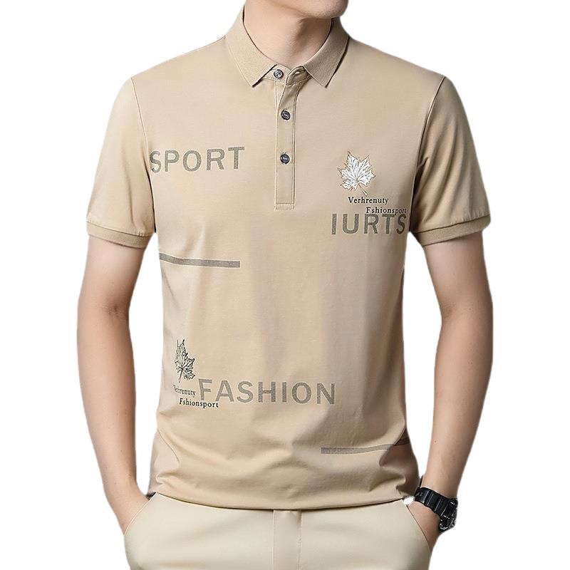 Camiseta de polo de impresión de algodón hombre de alta gama ligera de negocios impresión de arce Camiseta de verano nueva impresión de manga corta Camiseta de solapa