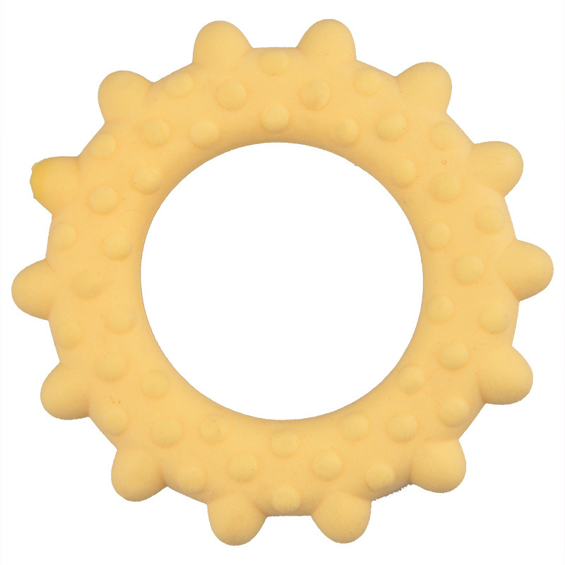 Nuevo juguete para mascotas TPR espuma sol leche sabor mordedura anillo molar diente limpieza caramelo color perro juguete