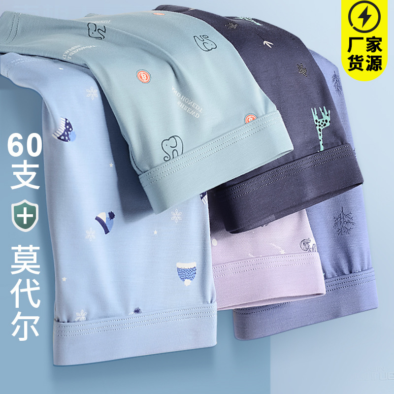 Men's Modal Underwear 2026 Spring and Summer Breathable Youth Boxer Briefs Printed Boxer Shorts for Boys