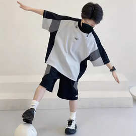 男童夏季套装2026新款中大童凉爽短袖速干洋气儿童夏装运动篮球服