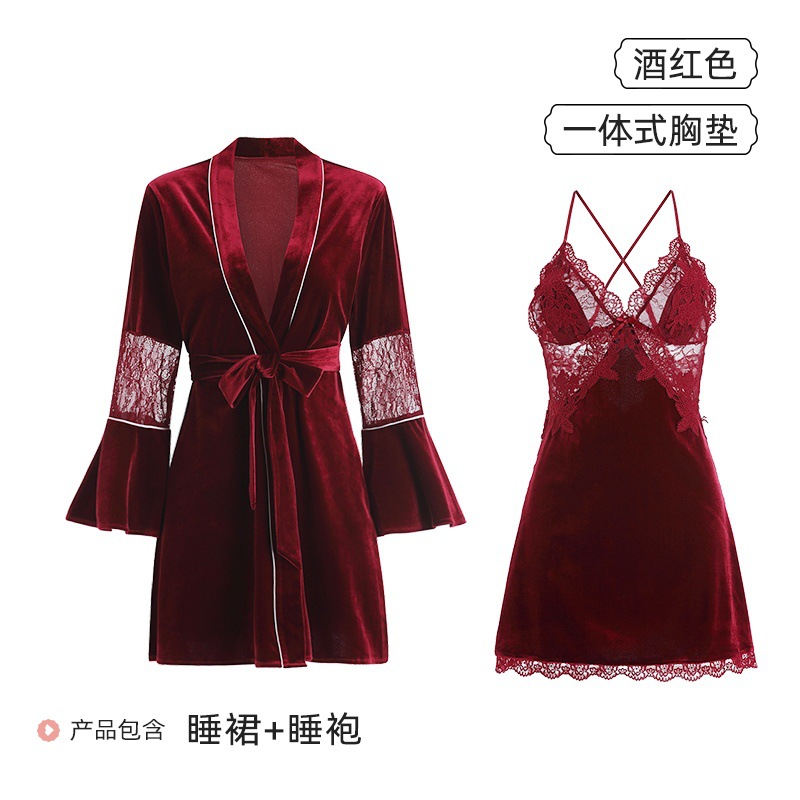 Burgundy top with cups, velvet set
