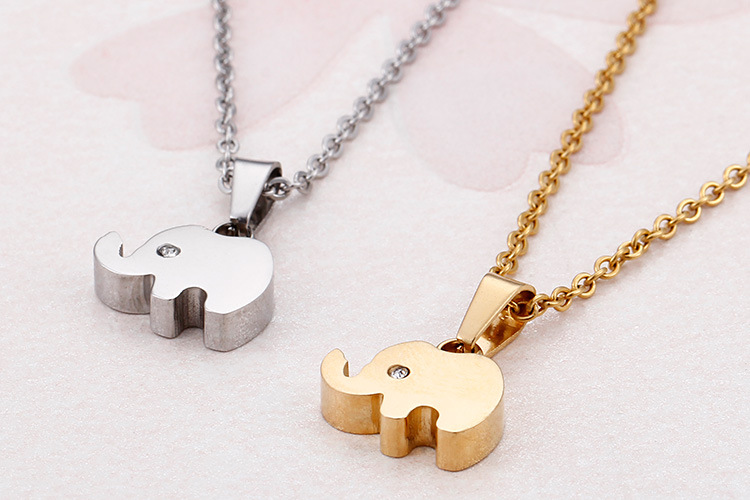 Korea Diamond Fashion Cute Elephant Necklace Clavicle Chain Earring Set