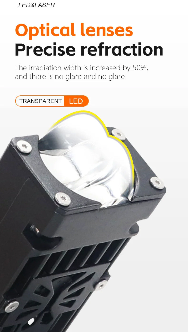 1inch Matrix Lens Headlight with Dual Yellow and White Light for Motorcycles, Led Spotlight with Built-In Spotlight and Cut-Line Grille Light