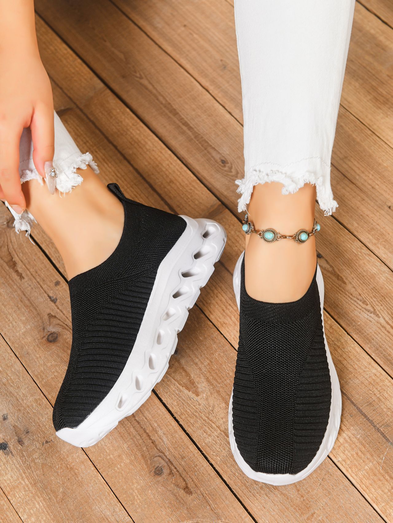 Breathable Women's Casual Trainers Lightweight Knit Running Shoes_voghion.com