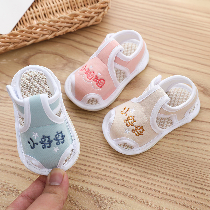 Summer Baby Sandals 0-1 Years Old Soft Sole Male and Female Baby Toddler Shoes Non-Slip Breathable Wholesale Spot Beef Tendon Sole