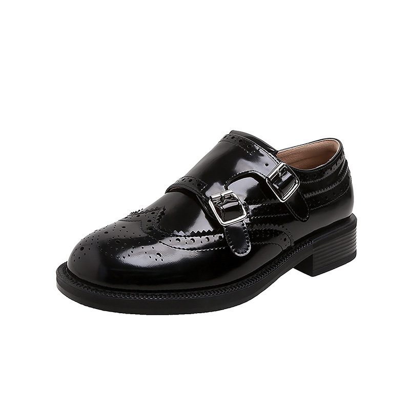 Zapatos Estilo Brogue para Mujer de Microfibra y Caucho con Tacón Grueso y Cierre de Hebilla para Uso Diario image 6