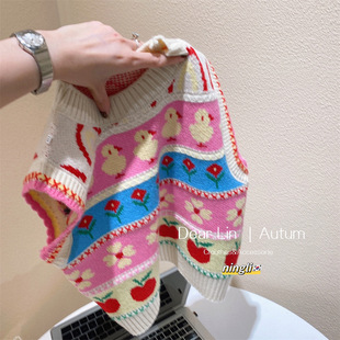 K-Style of Girls 2025 New Baby Girl Cute Sweater Vest Vest Popular Fashionable Autumn Sweater