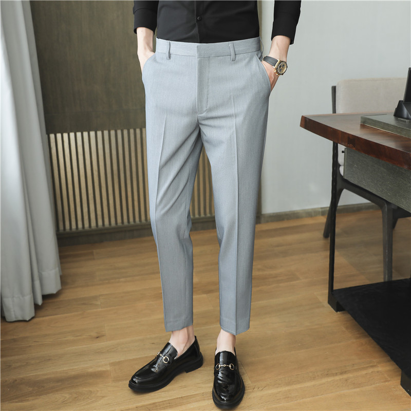 Pantalones de traje de verano nuevos hombres Pantalones de traje de estilo británico pantalones de traje de ajuste delgado pantalones cortos de hombres de moda guapos pantalones de traje de Corea del Sur hombres