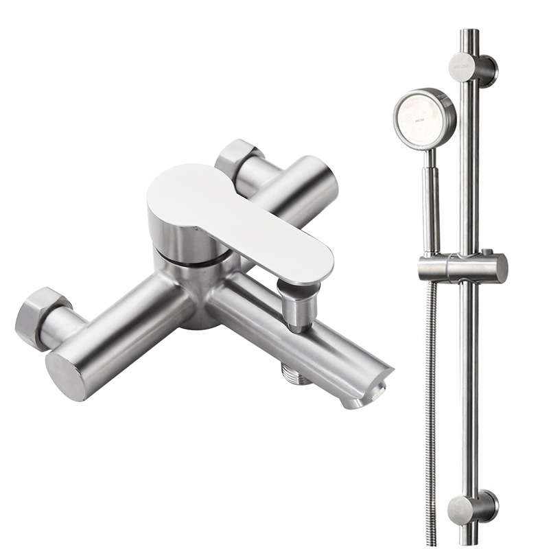 304 stainless steel bathtub wire drawing faucet bathroom hot and cold mixing valve shower triple faucet household 304 stainless steel bathtub wire drawing faucet bathroom hot and cold mixing valve shower triple faucet household
