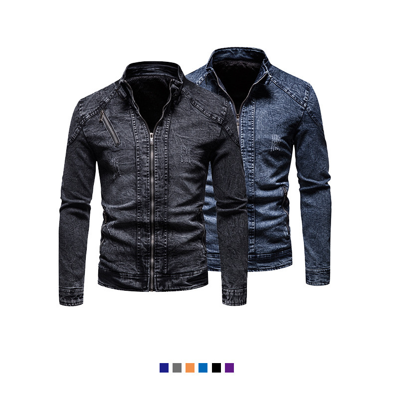 Cross-Border New Denim Jacket Autumn and Winter Retro Denim Jacket Men's Trendy Fashion Korean Style Slim Work Jacket