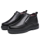 Зимняя обувь, утепленные туфли, мужские сапоги на платформе, из натуральной кожи