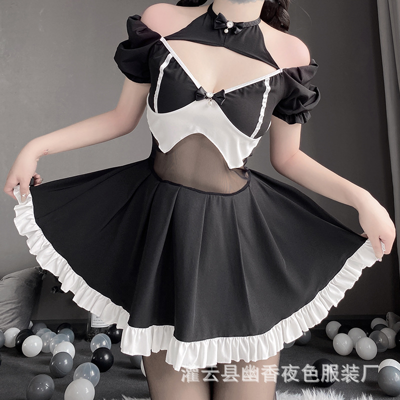 林林婷透视睡衣女士新款春夏连体睡裙V领性感短裙薄款家居服2530