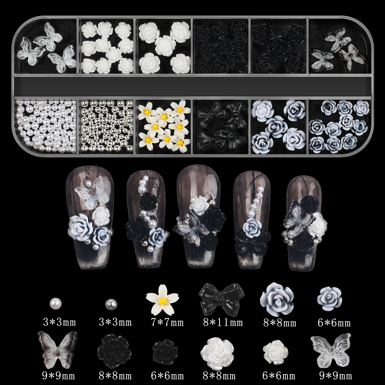 50g Weight Nail Decoration Accessories Nail Supplies Resin Material Flower, Butterfly Pattern Flower Butterfly Resin Nail Decoration Accessories 4