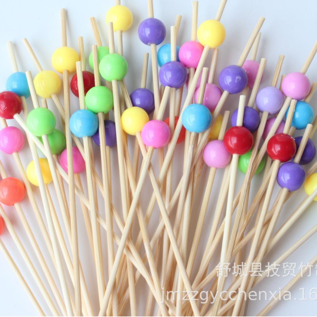 100 unids/pack fábrica en stock Venta Directa desechable color caramelo fruta palo de bambú merienda palo arte al por mayor