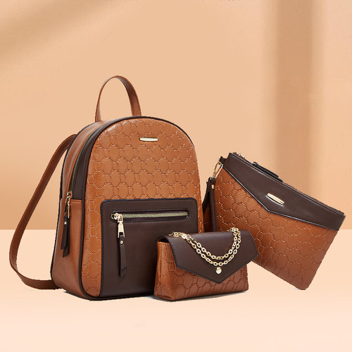 Cross-border wholesale backpack, three-piece set, mother-in-law bag, fashionable 2024 new backpack, cross-body bag for women