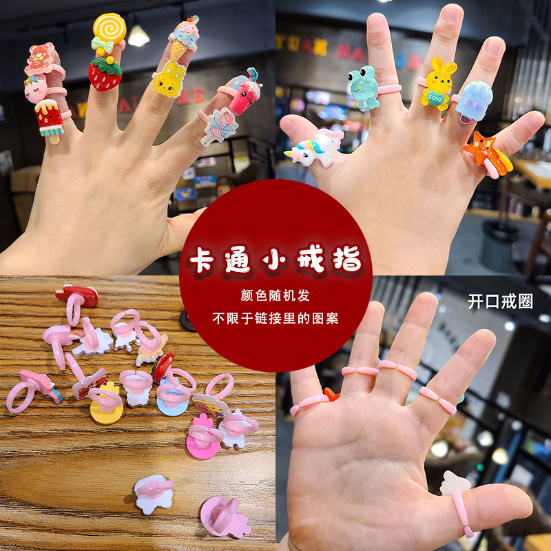 Anillo DE LOS NIÑOS lindo anillo de resina de dibujos animados en caja niña joyería juguete pequeño regalo al por mayor joyería del anillo