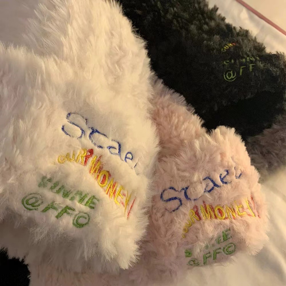 Gorro de felpa para mujer, versión coreana, tejido grueso y cálido, con cara visible, ideal para otoño e invierno._voghion.com