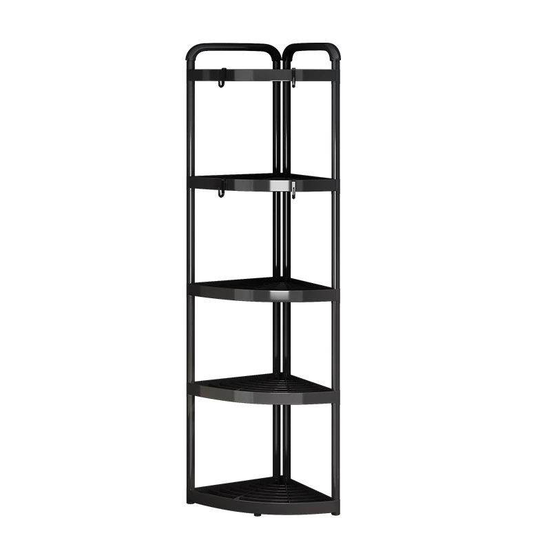 Bathroom Corner Storage Rack, Floor-Standing 2–5 Tier Shelf, Black or White