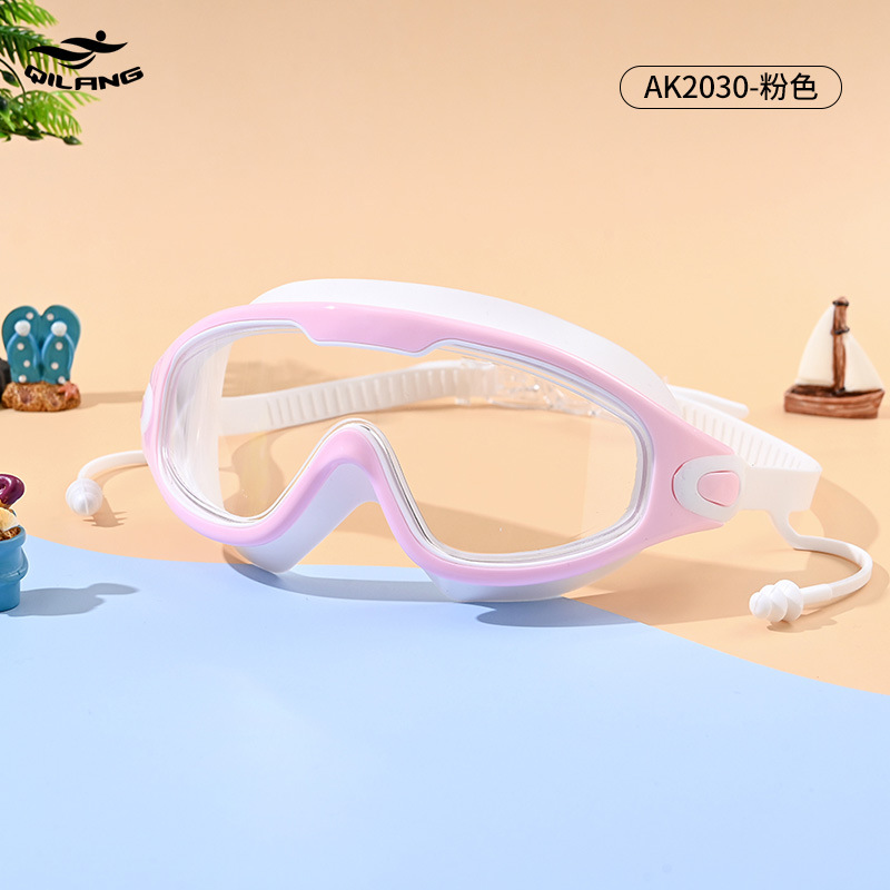Gafas de Natación de Marco Grande para Adultos de PC Antivaho e Impermeable con Tapones de Oídos para Natación y Buceo