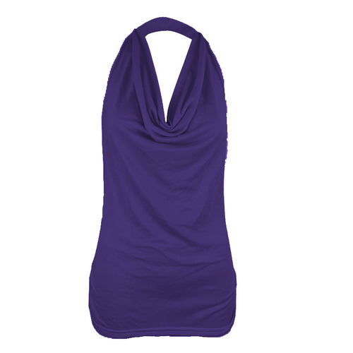 2025 Basic Bottom-Up Tank Top Style Amazon Plain Color Sleeveless T-Shirt for Women, European and American Style, Drape-Back, Revealing and Sexy Backless T-Shirt