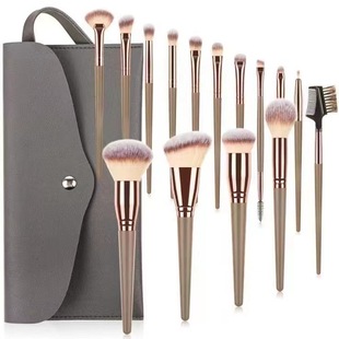 Cross-border 15 champagne gold makeup brush bag makeup brush set Cangzhou super soft makeup brush suit eye shadow blush brush