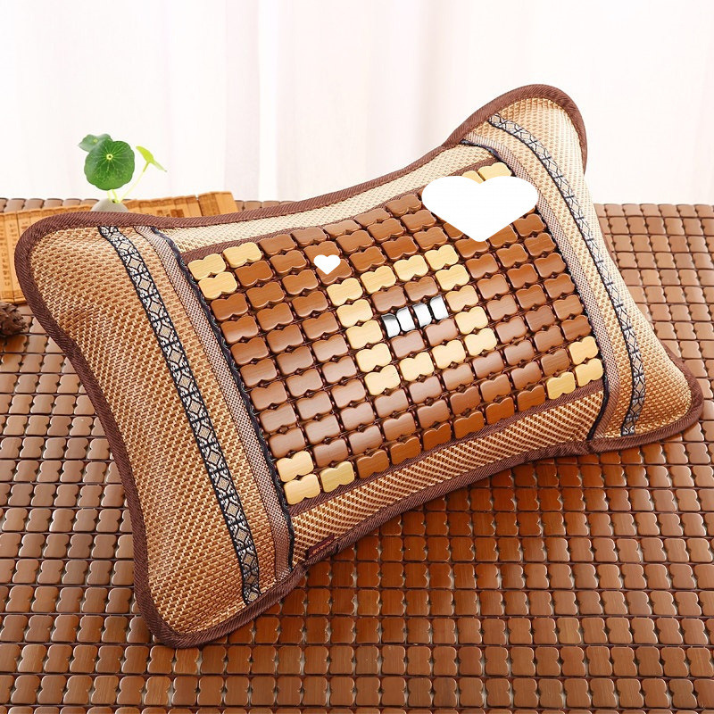 Summer Bamboo Cooling Mat Pillow, Single Hard Pillow for Summer, Adult Mahjong Ice Silk Rattan Cooling Dormitory Student Pillow