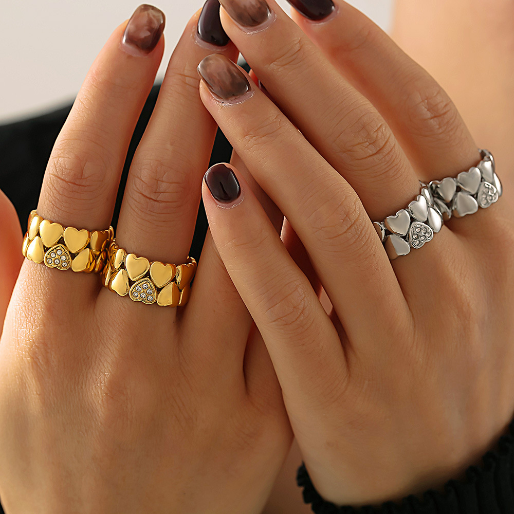 Niche design love ring plated with diamonds, double-layer stacked ring, gift gift, daily wear_voghion.com