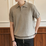 ZF8118-MW男夏薄款v领休闲T恤夏季慵懒针织日系海鸥领olo衫，男装针织衫/毛衣，星座614