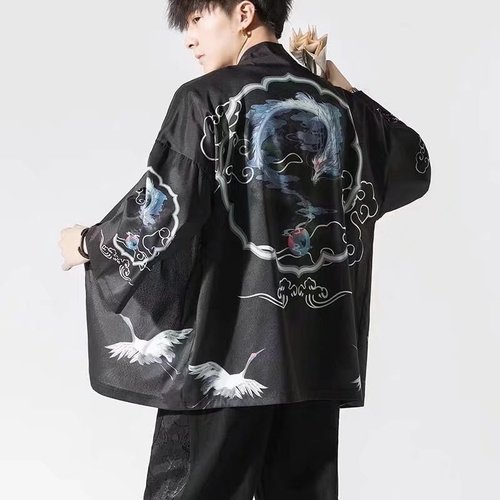 Retro Japanese Style Shirt Jacket for Men - Spring and Summer Large Size Versatile Shirt - Loose Casual Men's Long Sleeve Loose Large Size