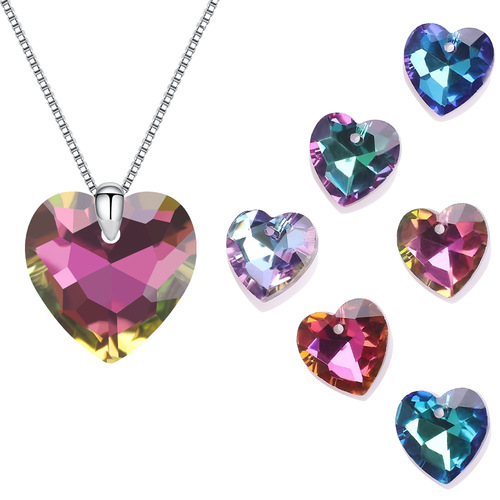 20pcs 14 mm gem hearts puckering crystal pendant accessories diy necklace high-grade glass decoration accessories