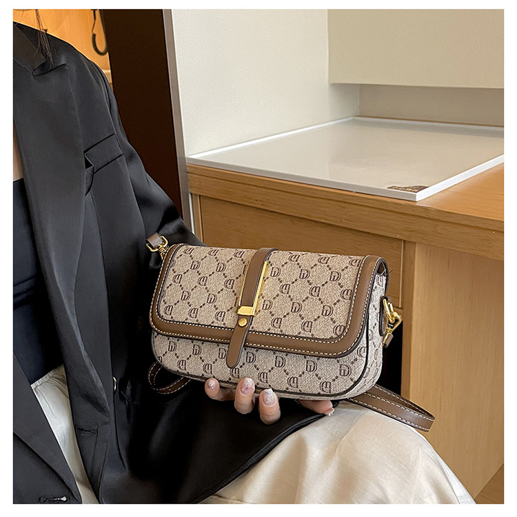 High-End-Damentasche, trendige Damentasche, modische kleine Tasche, Retro-Druck-Handtasche, Umhängetasche, leichte Luxus-Umhängetasche_voghion.com