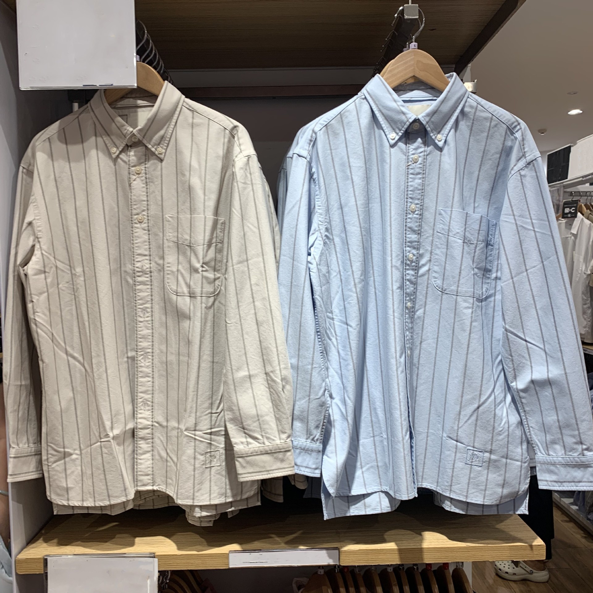 日单男装女装牛津纺宽松条纹衬衫长袖衬衣2025秋冬C480802/479996