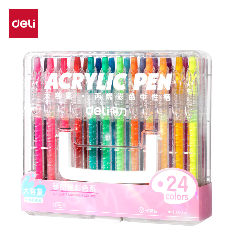 Bolígrafo de acrílico de color neutro de gran capacidad de bolígrafo manual para estudiantes de marca de color plegable