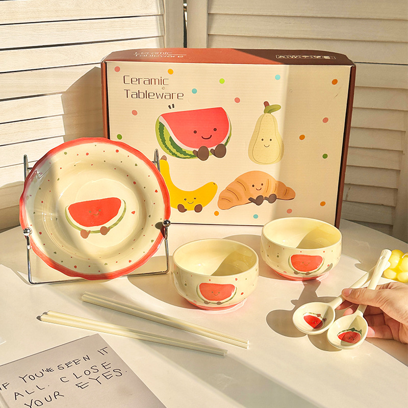 Cute tableware, high quality gift box for home use, ceramic set