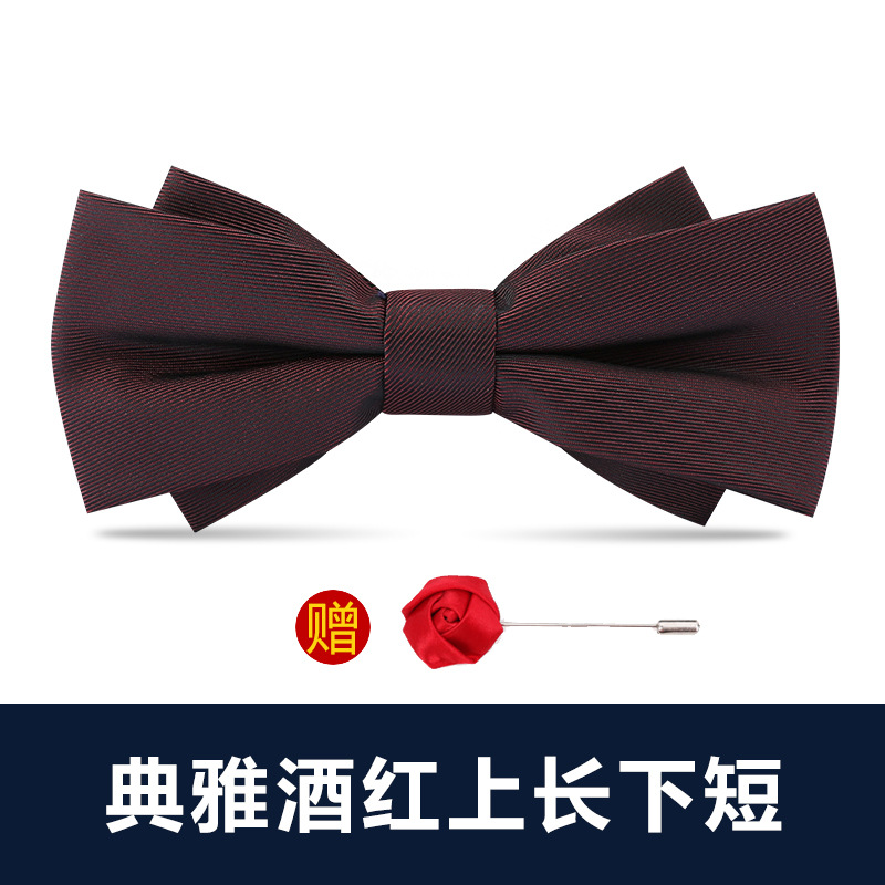 ↬↬↬우아한 버건디 컬러의 상의와 하의가 짧은 나비넥타이 [프리 브로치] ↦=>=>=>