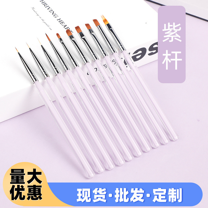 Cross-border new nail pen suit 10 acrylic rod painted pen carved pen phototherapy pen full set nail brush Cross-border new nail pen suit 10 acrylic rod painted pen carved pen phototherapy pen full set nail brush