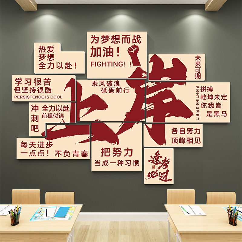 上岸班级文化墙贴励志标语培训辅导机构教室装饰初中高三激励布置|undefined