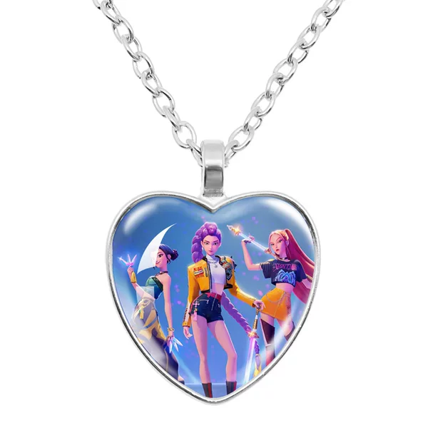 European and American Popular Movies-Kpop Demon Hunters Demon Hunters Time Gem Peach Heart Necklace