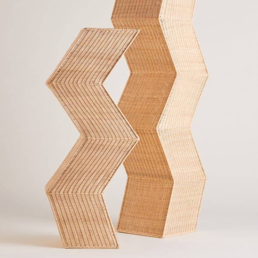 Estilo nórdico lámpara de pie sala de estar sofá cama y desayuno dormitorio de noche modelado geométrico hecho a mano ratán lámpara de pie decorativa