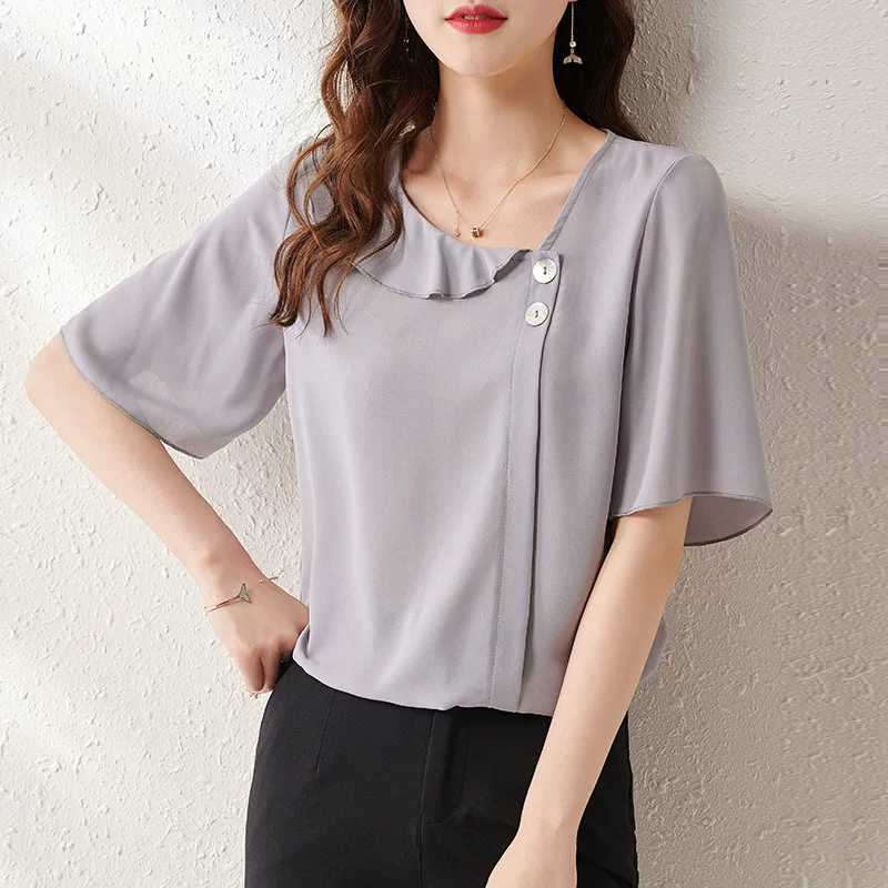 Летняя шифоновая рубашка с коротким рукавом, вестерн стиль, оверсайз