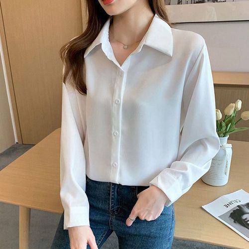 French-style white women's shirt for autumn 2025, autumn/winter professional attire, temperament long-sleeve commuting casual innerwear top