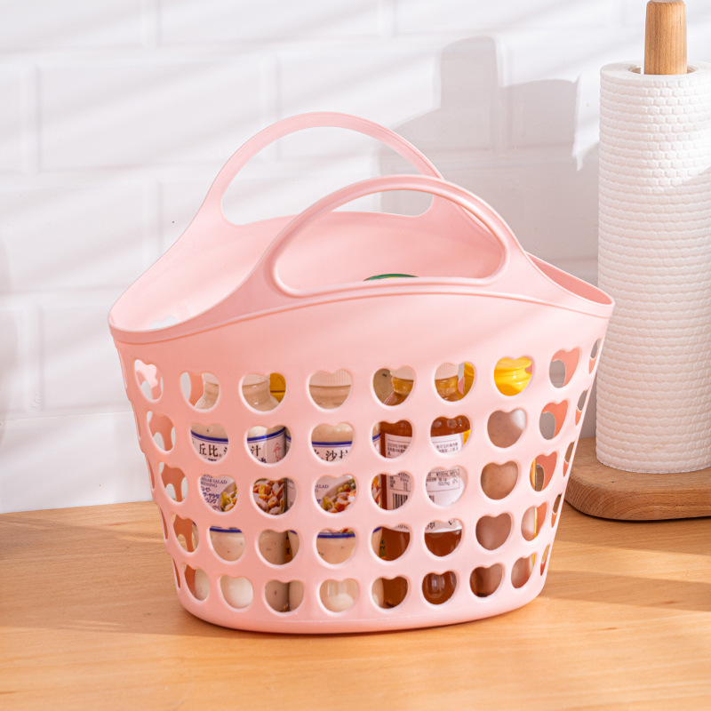 Home portable basket bathing vegetable and fruit storage basket desktop soft plastic hollow wash storage basket thickened