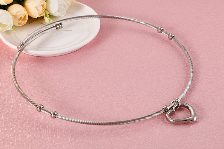 creative titanium steel heart wire open collar bracelet set wholesale Nihaojewelry